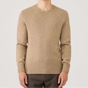 Sunspel Cashmere–Cotton Crewneck Sweater Lightweight Scottish Cashmere Camel